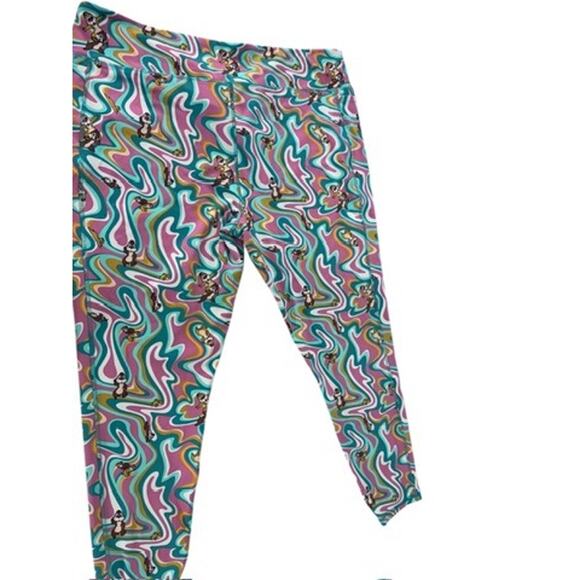 "DISNEY" Leggings Chip & Dale Swirl Multicolor SZ 1X Workout Gym  Exercise Yoga - Picture 3 of 12
